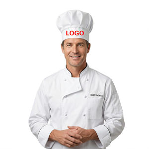 Vente en gros de casquettes de cuisine blanches et noires personnalisées avec impression et broderie de logo, chapeau de chef - Product Image 4