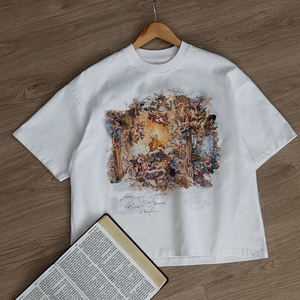 T-shirt en coton surdimensionné pour homme, inspiré de l'art de la Renaissance, coupe ample décontractée, style streetwear, mode estivale - Product Image 1