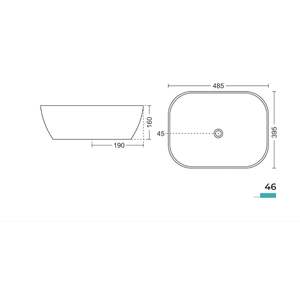 485x395x160mm wall mounted rectangular glossy white ceramic bathroom sink floating semi pedestal - Product Image 4