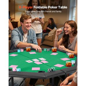 Tavolo da Poker Pieghevole per 8 Giocatori, Ottagonale da 48 Pollici, Portatile per Giochi e Svago, con Bordi Imbottiti e Portabicchieri - Product Image 2