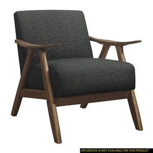 Sedia Moderna in Legno Massello di Gomma con Finitura Noce, Cuscino Imbottito in Tessuto Grigio Scuro, per Soggiorno Domestico - Product Image 1