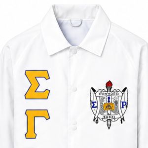 Chaqueta de la hermandad Sigma Gamma Rho con diseño de escudo negro, personalizada con letras griegas SGRho, ropa de hermandad, cremallera completa, estilo universitario informal. - Product Image 6