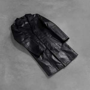 Abrigo Largo de Cuero Genuino para Hombre, Cuello Camisero, Cierre de un Solo Botón, Estilo Casual Otoñal, Duradero y Cómodo - Product Image 2