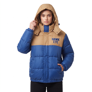 <b>Women's</b> Warm Hooded Quilted Winter Jacket Two Tone <b>Padded</b> Puffer <b>Coat</b> Slim Fit Outdoor Outerwear Wholesale - Product Image 3