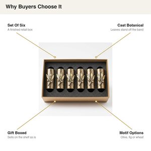 Juego de 6 Anillos para Servilletas de Latón Hechos a Mano, 5 cm, Latón Antiguo con Rama de Olivo para Decoración del Hogar, Hoteles y Bodas - Product Image 5