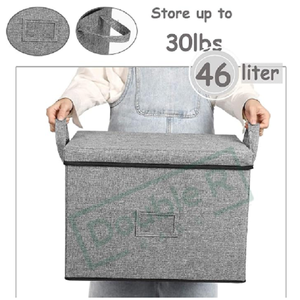 Storage <b>Bin</b> Box with Lid Handle and <b>Label</b> Card Slot Closet Organizer for Clothes Toys Books and Office - Product Image 3