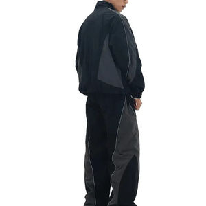 Unisex Sporty Color Blocking Tracksuit <b>Jacket</b> Hooded Collar Drawstring Closure Quick Dry Lightweight Polyester Winter Casual - Product Image 1