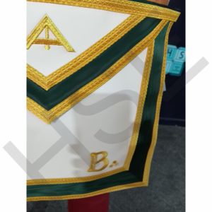 Custom Masonic Master Apron Collar Set Green <b>Gold</b> Embroidery Regalia Apron with Adjustable Collar and Premium Quality - Product Image 4