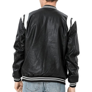 Veste en cuir de sport à manches longues, style streetwear, chaude pour l'hiver, couleur unie, pour homme - Product Image 2