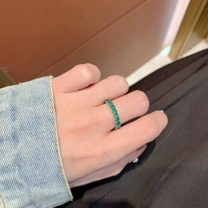 <b>925</b> Sterling <b>Silver</b> 18K Gold Moissanite Diamond Women's <b>Rings</b> Green Round Brilliant Cut <b>Rings</b> Full Diamond Eternity <b>Rings</b> - Product Image 6
