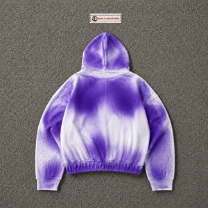 Sweat-shirt à capuche zippé dégradé violet et blanc, coupe oversize, streetwear unisexe, veste à capuche ombrée premium, fermeture éclair intégrale, effet vintage délavé - Product Image 6