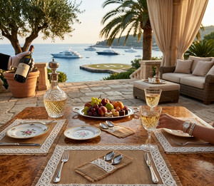 Napperon de table de luxe fait main, personnalisable avec logo, en jute tissé, avec franges et poche en dentelle, vente en gros à bas prix, provenance Inde - Product Image 6