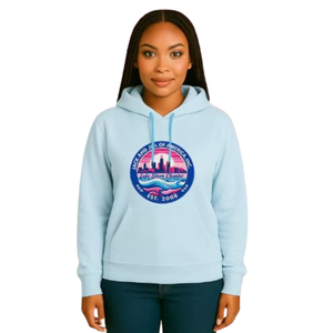 Sweat à capuche brodé bleu ciel pour femme, pull décontracté à manches longues, streetwear quotidien, vêtement confortable pour un style de vie actif - Product Image 1