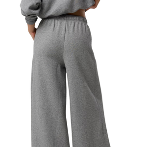 Lanisters Industries <b>Women</b> Grey Straight <b>Fleece</b> 100% Cotton Sweatpants Drawstring Elastic Waist Regular Fit Casual <b>Trousers</b> - Product Image 2