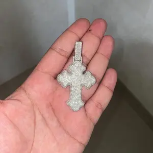 Pendentif Croix en Moissanite VVS Couleur D de Haute Qualité, Argent 925, Bijoux Hip Hop Glacés, Collier Breloque Religieuse Certifié GRA, Unisexe - Product Image 3