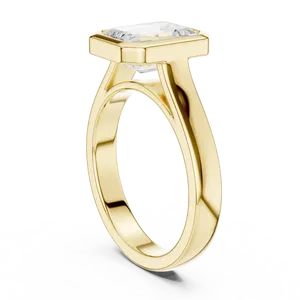 Bague solitaire en diamant de laboratoire taille émeraude 2 carats 9x7mm, sertissage clos, tige conique fendue, bijoux de fiançailles modernes - Product Image 6