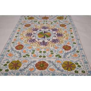 Lavinas Vintage Suzani Kantha Embroidered <b>Quilt</b> Handmade 100% Cotton Boho Bedspread <b>Throw</b> Blanket Eco-Friendly Washable - Product Image 2