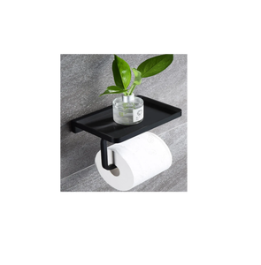 Porte-rouleau de papier toilette en métal, étanche, design minimaliste, étagère mobile et mini pot de fleurs, porte-papier toilette - Product Image 1