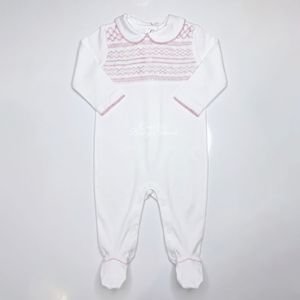 Combinaison Smocked Violette en Coton Premium à Manches Longues avec Pieds Intégrés pour Bébé Fille – Conception Personnalisée, Smocking Fait Main, Pyjama Bébé - Product Image 5