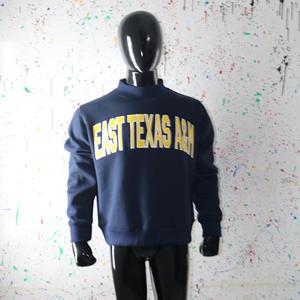 Sudadera de cuello alto EAST TEXAS A&M AZUL con apliques bordados en amarillo, sudadera de cuello ancho URBAN PRODUCTIONS - Product Image 4