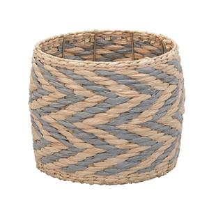 Round water <b>hyacinth</b> <b>basket</b> in natural color with gray accents Handmade Storage <b>Basket</b> Wholesale eco-friendly Made in Vietnam - Product Image 6