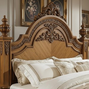 Royal Luxury Solid Teak Wood <b>Bed</b> King <b>Size</b> Classical Carved Master Bedroom Furniture Traditional Victorian Heavy Poster Bedstead - Product Image 4