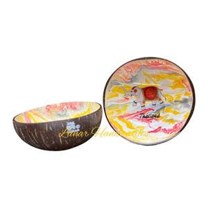 Bol en noix de coco de qualité supérieure Laque multicolore unique Vente en gros directe du vendeur vietnamien Produit d'exportation - Product Image 3