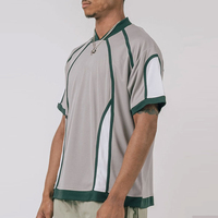 Maillot de baseball noir en maille pour homme, manches courtes, col rond, manches rayées, coupe classique, respirant, léger, pour équipe sportive adulte