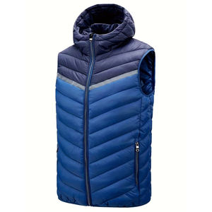 Chaleco de plumón personalizado para hombre, sin mangas, con cremallera, cálido, cortavientos, para invierno, con bolsillo lateral. - Product Image 1