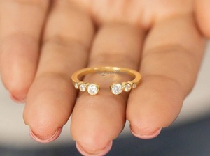 925 Sterling <b>Silver</b> Six Stone CZ Stackable Open Cuff <b>Ring</b> Sterling <b>Silver</b> Double <b>Stack</b> Adjustable <b>Ring</b> for Women Set Engagement - Product Image 2