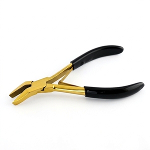 Curved Flat Jaw Hair Extension <b>Bead</b> Compression Plier Fine Serrated Teeth Stainless Steel Rubber Grip Tool for Hair Extension - Product Image 1