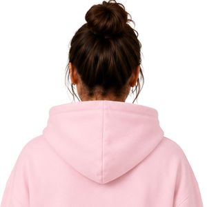 Sweat à capuche personnalisé rose pâle avec strass et motif toile d'araignée pour femme, coupe oversize, en molleton de coton premium, décontracté pour l'hiver - Product Image 5