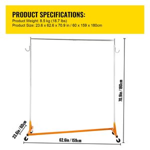 Appendiabiti Industriale in Acciaio Robusto con Base a Z, Ruote Bloccabili, Nuova Generazione di Appendiabiti Industriale di Grado Professionale - Product Image 5