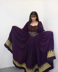 Elegant Silver and Purple Dress - A-Line Floor-Length Party Wear