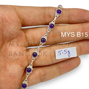 Vente chaude Naturel Violet Améthyste Gemme Bracelet Solide 925 Bracelet En Argent Sterling Cadeau Fine Jewelry pour Filles et Femmes - Product Image 3