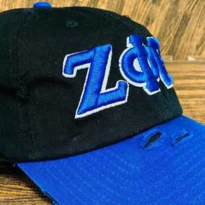 Zeta Phi Beta Distressed Hat ZPB <b>Black</b> Blue Embroidered Sorority <b>Baseball</b> <b>Cap</b> Adjustable Strap Casual Stylish Women <b>Cap</b> - Product Image 4