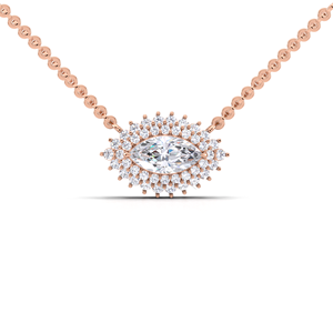 IGI Certified Lab Grown Diamond Marquise Cut Double Halo Pendant in 18K White / Yellow & Rose Gold Luxury <b>Cluster</b> Design - Product Image 5