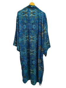 ชุดคลุมยาวระดับข้อเท้า ผ้าไหมหลากสี ชุดนอน ชุดคลุมสไตล์อินเดีย วินเทจ ผ้าไหมซารีรีไซเคิล คิโมโน - Product Image 6