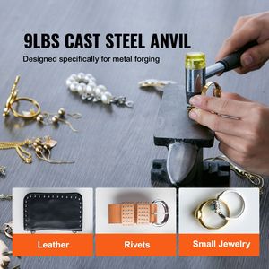 Incudine a corno singolo in acciaio fuso ad alta durezza 8.8 libbre, strumento robusto da fabbro con base compatta e stabile, nuovo design - Product Image 3