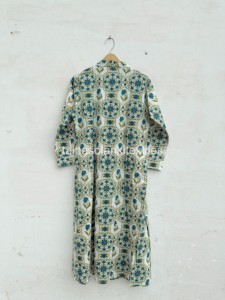 Vestido Midi Casual de Algodón 100%, Tejido Transpirable con Estampado Floral, Corte en A, Cuello en V, Manga Tres Cuartos, para Primavera - Product Image 4