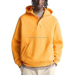Último diseño Botón a presión Hombres Oversized Sherpa Fleece Hoodie 400gsm 500gsm hombres sudaderas con capucha - Product Image 1