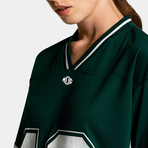 Jersey de Fútbol Americano Personalizado para Mujer, Cuello en V, Malla Verde, Impresión de Número de Equipo, Corte Holgado, Marca Privada, Suministro al por Mayor OEM - Product Image 3
