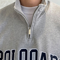 Yüksek Kaliteli Nakışlı Sokak Giyim Erkek Yarım Fermuarlı Sweatshirt Özel Logo Büyük Beden Çeyrek Fermuarlı Kapüşonlu Üst Üretimi