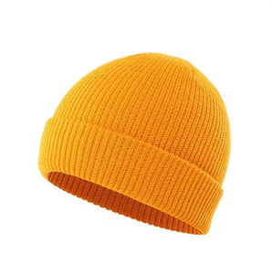 Custom Branding Winter Hand-Knitted Acrylic <b>Beanie</b> with Embroidery Cuffed Design for <b>Men</b>-Warm Solid Pattern Wholesale Available - Product Image 3