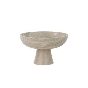 Bol décoratif en marbre beige fait main avec socle, bol à fruits en pierre naturelle pour la maison, l'hôtel, centre de table, vaisselle - Product Image 1
