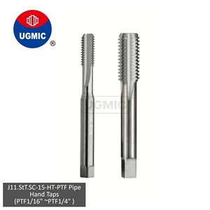 Tarauds à main UGMIC J11.StT.SC-15 1/16" 1/8" 1/4" pour tuyaux PTF, coniques, Drysealseal, droits, en carbure monobloc, dureté 90HRA, 2P, chanfrein ANSI - Product Image 1