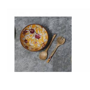 Bol de service à salade en bois avec couverts à salade bol décoratif en bois de manguier bol à fruits en bois pour comptoir de cuisine nouvel arrivage - Product Image 1