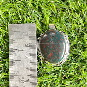 Solid 925 Sterling Silver Handmade <b>Pendant</b> with Bloodstone Gemstone <b>Fine</b> <b>Pendants</b> & <b>Charms</b> for Necklace - Product Image 5