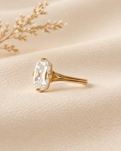 Bague solitaire à sangle fendue en diamant de laboratoire taille Old Mine 1 carat VS1, en or massif 10k 14k 18k, or rose, argent, pour fiançailles - Product Image 5