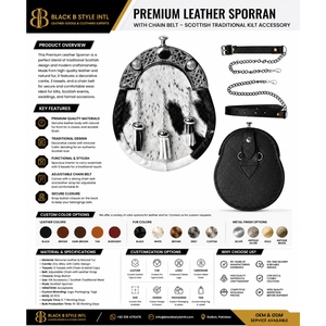 เข็มขัดหนังแท้แบบดั้งเดิมสำหรับบาสซูน  แบบฮายแลนด์คิลท์  รับผลิตแบบ OEM ODM - Product Image 6